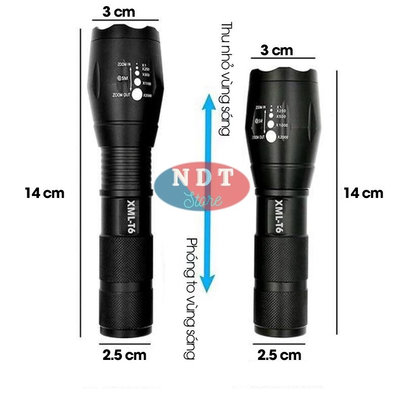 Đèn Pin Siêu Sáng T6 Cầm Tay Mini Cao Cấp Có Hộp Hợp Kim Chống Nước Kèm Sạc Siêu Tiện Dụng