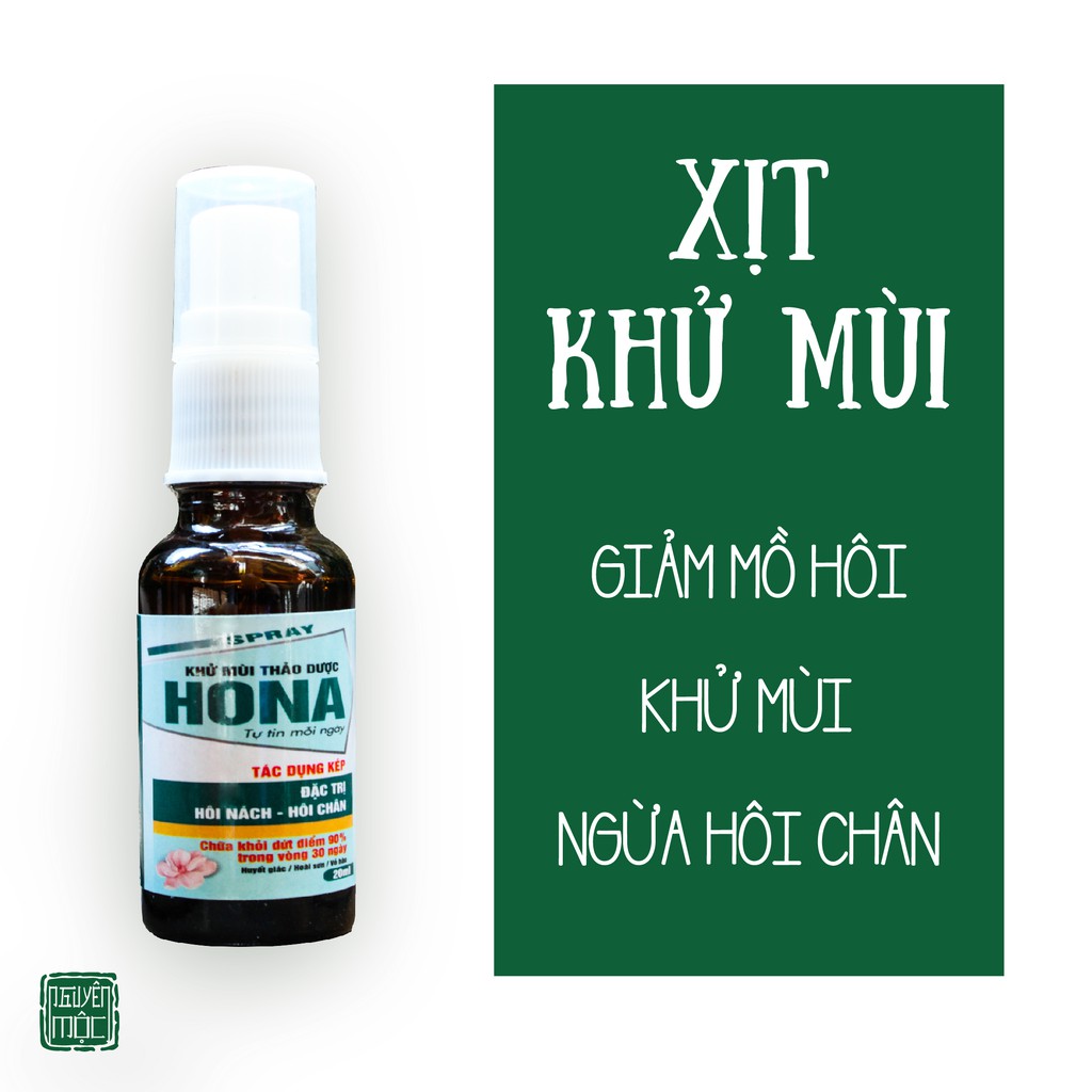 Khử Mùi Cơ Thể Thảo Dược HoNa. Hỗ trợ khử mùi cơ thể, loại bỏ tác nhân gây mùi, giảm mồ hôi