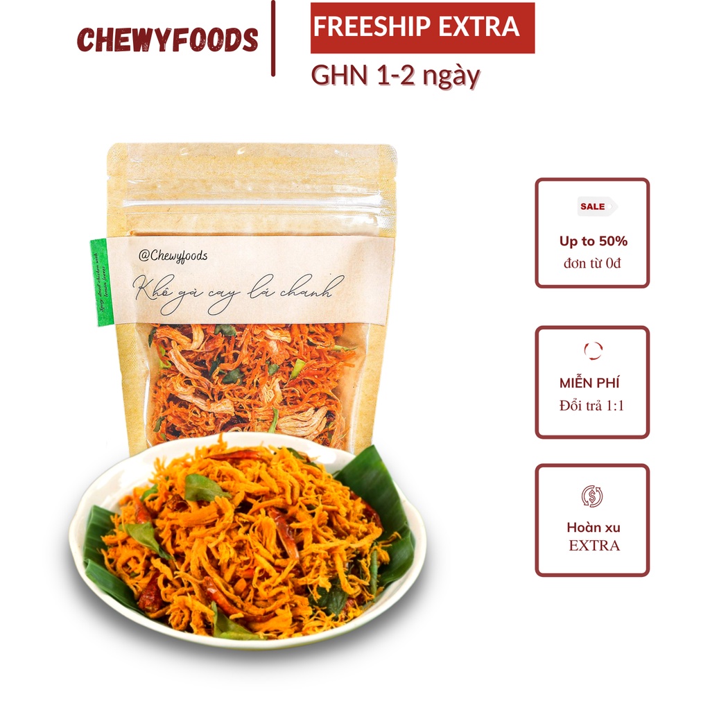 Khô gà lá chanh 100g Chewyfoods tiệm ăn vặt Hà Nội