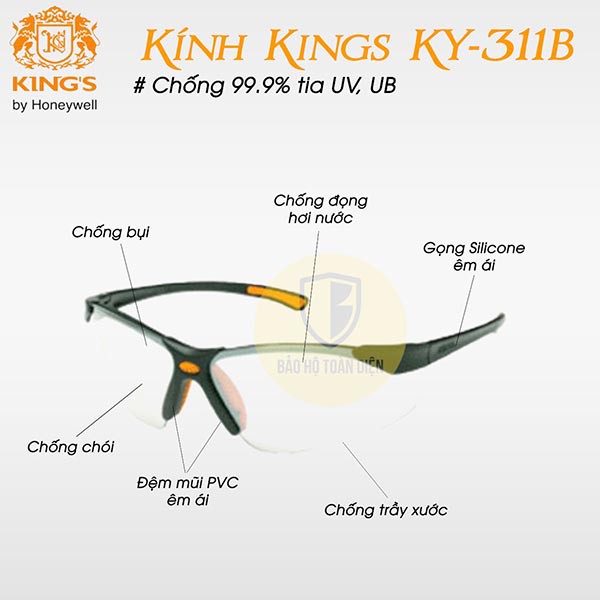 (RẺ, CHÍNH HÃNG!!) Kính bảo hộ Kings KY 311 | Kính chống bụi, chống gió, kính chống tia UV dùng chạy xe đi đường