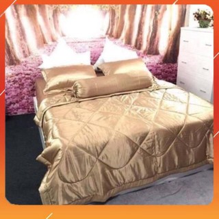 [Sale off] Chăn ga gối phi lụa_L6 (vàng kem)