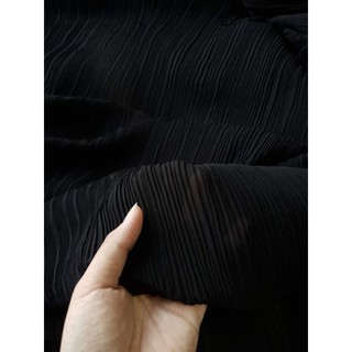 Vải csr chiffon dập ly đen