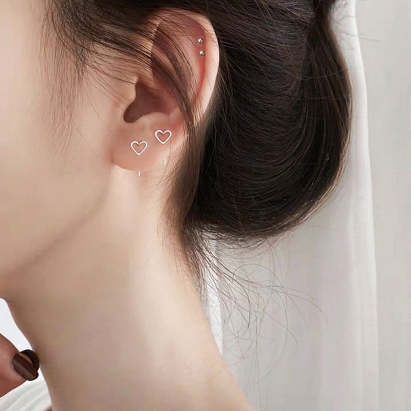 Bông tai tim 100% bạc S925