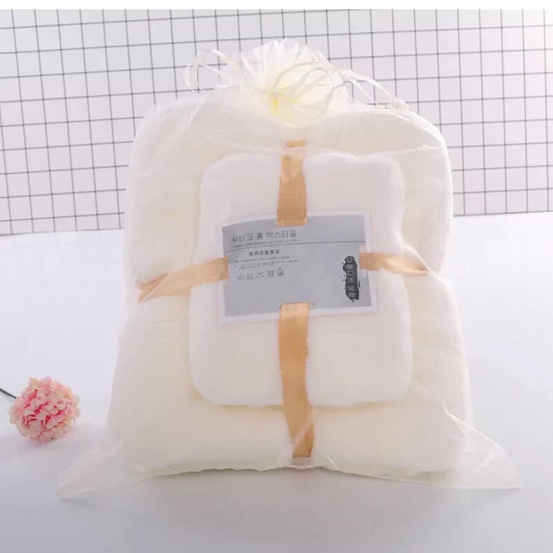 Set 2 khăn tắm san hô lông cừu mềm mại thấm hút dành cho cả gia đình