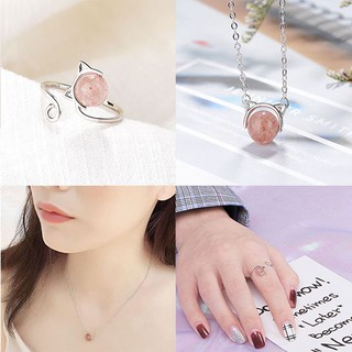Bộ Trang Sức Bạc S925 Italy - Sét 2 Món Mèo Hồng Xinh -Dây Chuyền, Nhẵn Nữ Xinh Kiểu Dáng Hang Quốc BTSB04