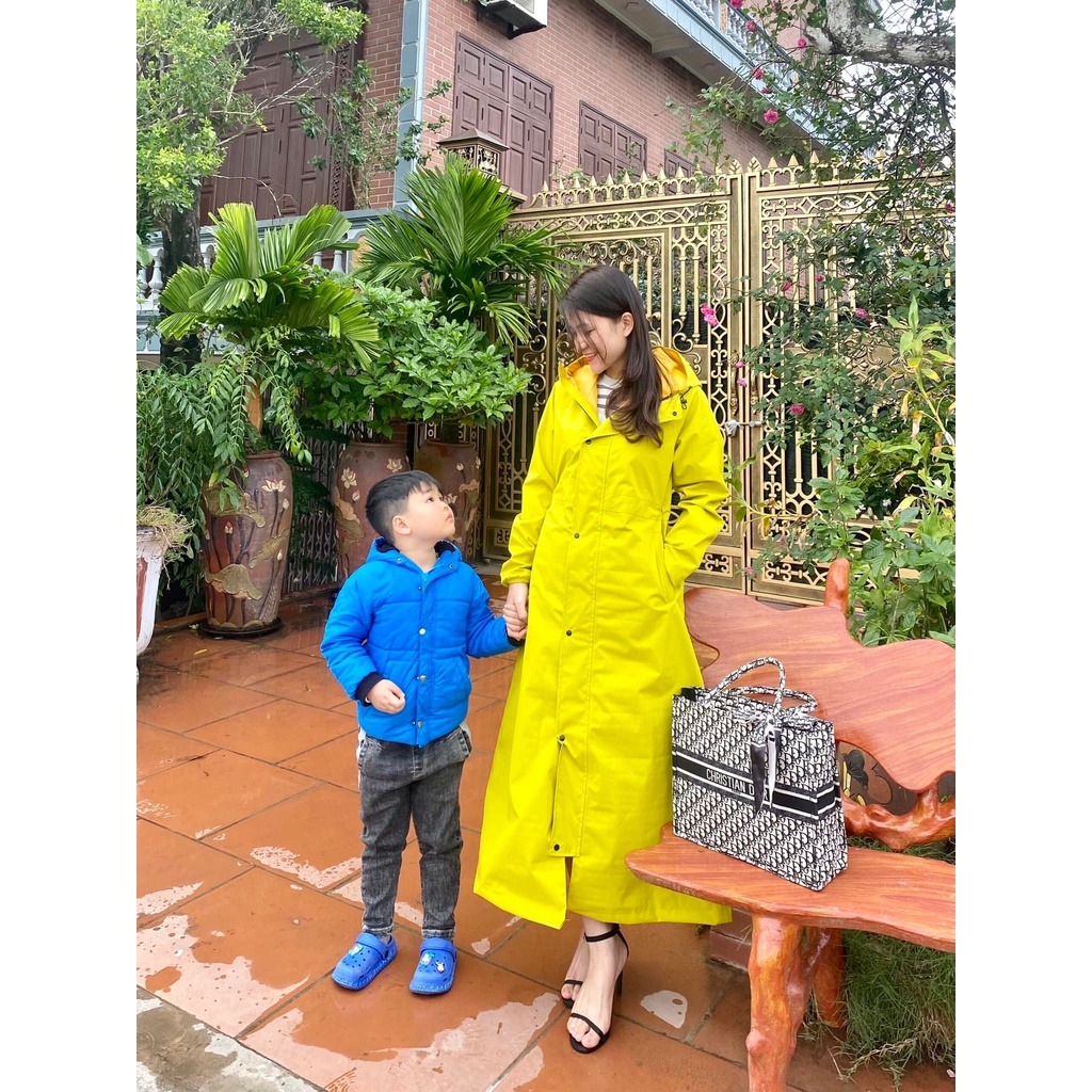 Áo mưa măng tô 2 lớp thời trang nam nữ chống thấm chống gió lạnh - ao mua mangto 2 lop thoi trang