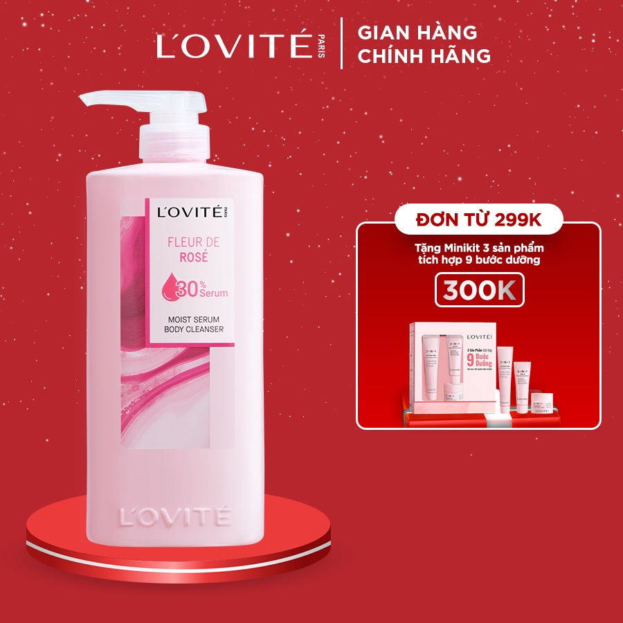Sữa Tắm Dưỡng Ẩm Chứa Serum Dưỡng Da Mặt L’Ovité Hương Rose Ngọt Ngào 700ml