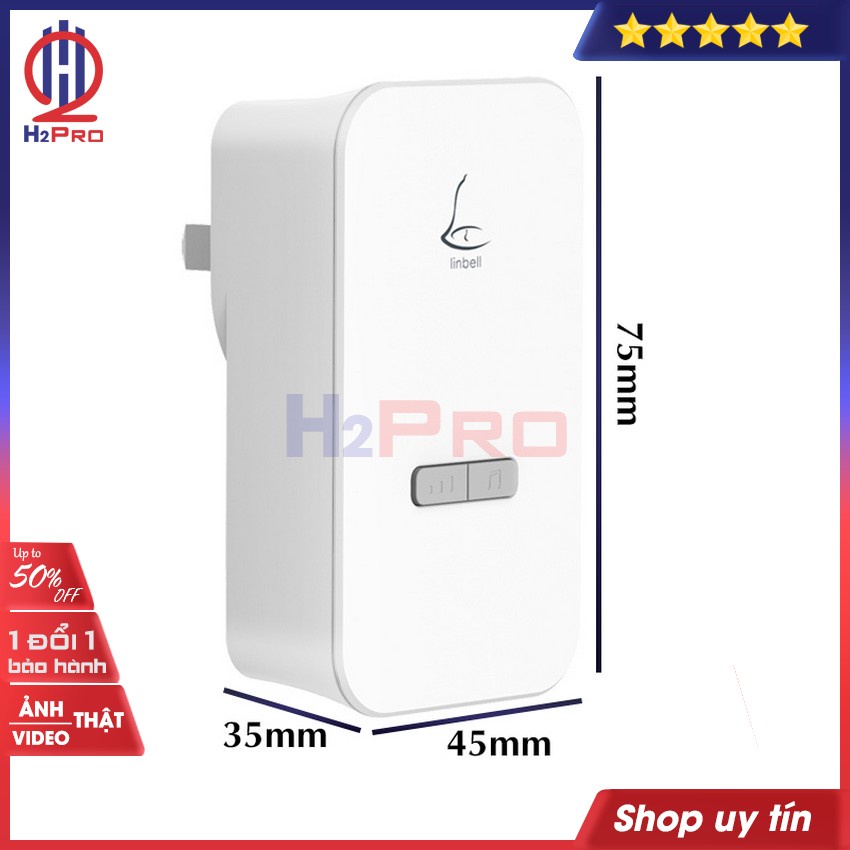 Chuông cửa không dây thông minh LinBell H2pro cao cấp 1 Nút-2 Chuông hoặc 1 Chuông (1 bộ), chuông cửa không dây giá rẻ
