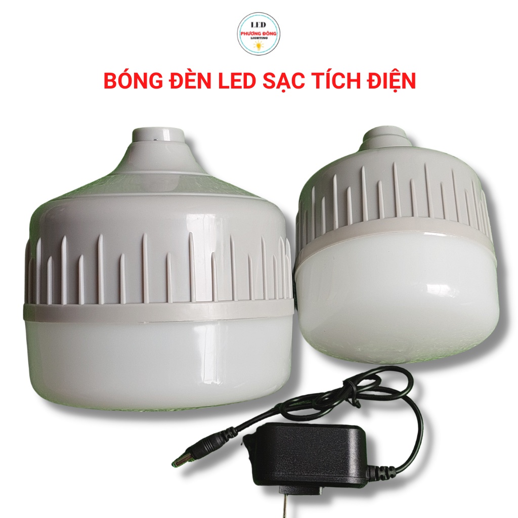 ∋℗▣Bóng Đèn Led Sạc Tích Điện 100W 200W Siêu Sáng, Chiếu sáng liên tục 7 đến 8 Giờ