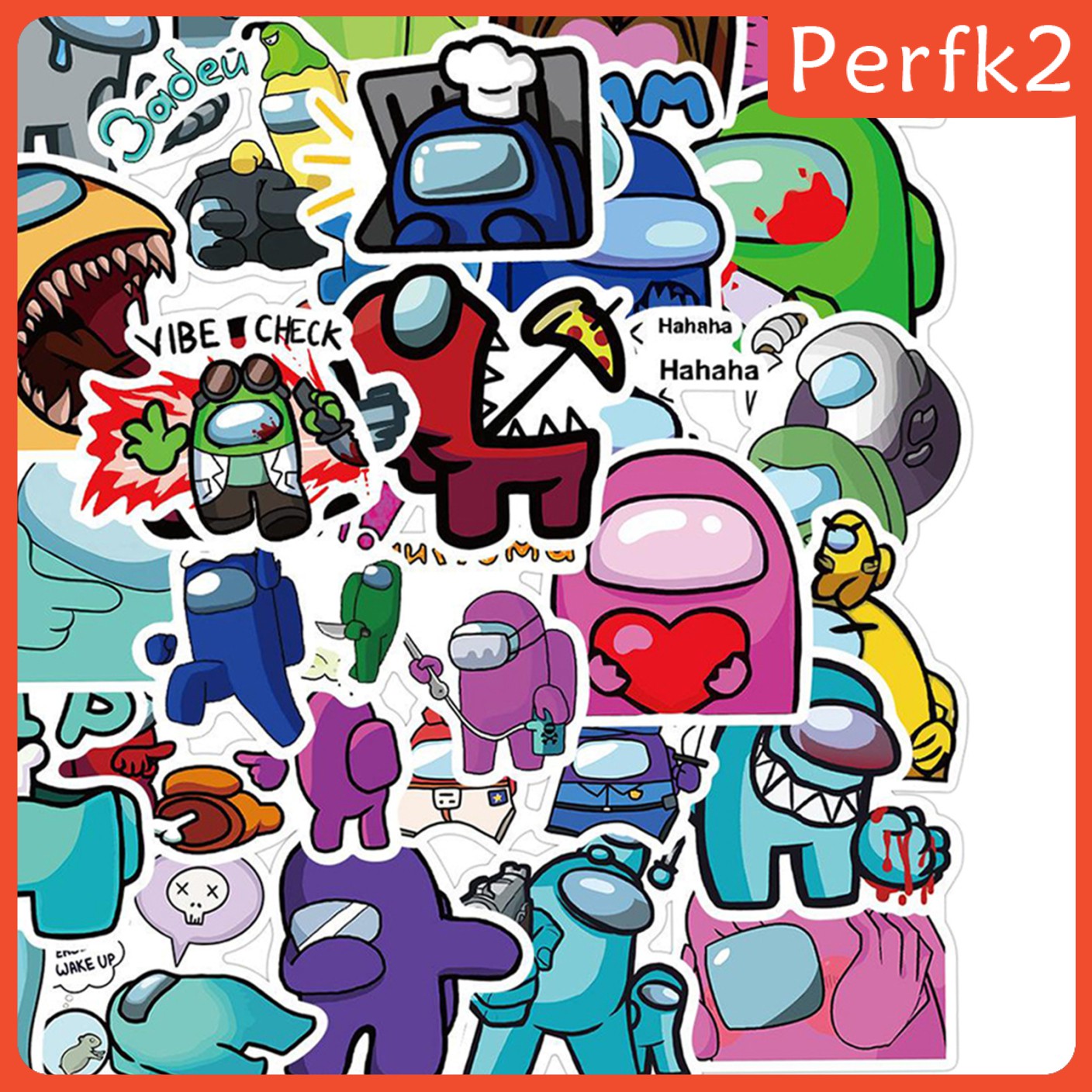 Set 50 sticker hình nhân vật game Among Us trang trí dễ thương