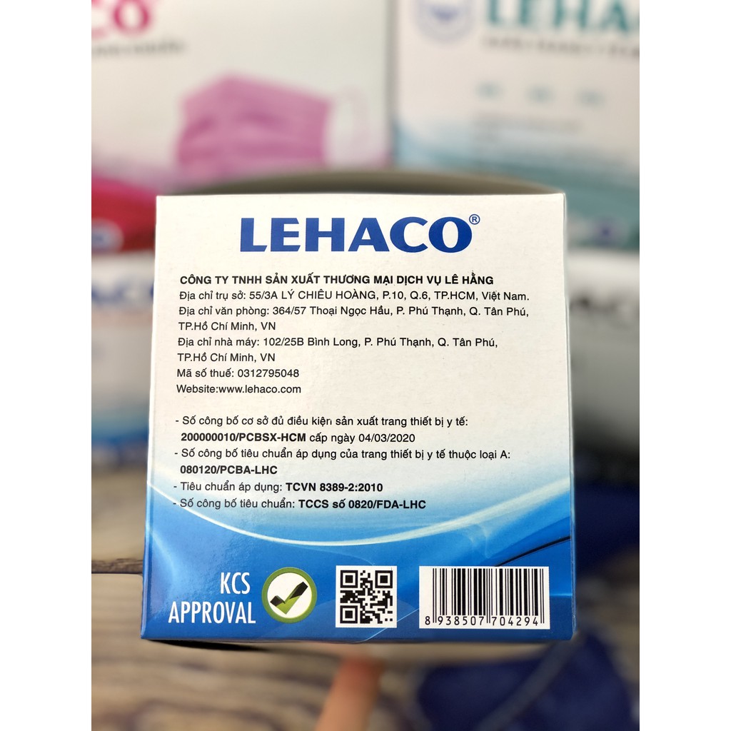 (Hàng Chính Hãng Cty Lehaco) Khẩu Trang Kháng Khuẩn Màu XANH 4 lớp 50 cái/ hộp - Khẩu Trang y tế Lehaco Kháng Khuẩn