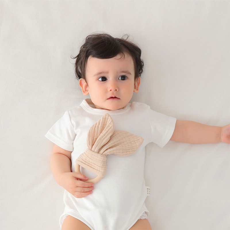 Đồ Chơi Vòng Gặm Bằng Cotton Mềm Hình Tai Thỏ Dễ Thương Thoải Mái Cho Bé Sơ Sinh