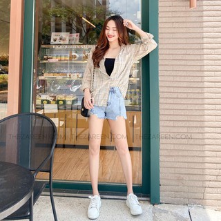 ÁO SƠ MI CARO OVERSIZE BASIC ZAREEN SOM38 NÂU