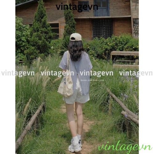 {vintagevn} áo sơ mi sọc kẻ xẻ sau, áo babydoll sọc kẻ xẻ sau có [video+ ảnh thật] A360 | BigBuy360 - bigbuy360.vn