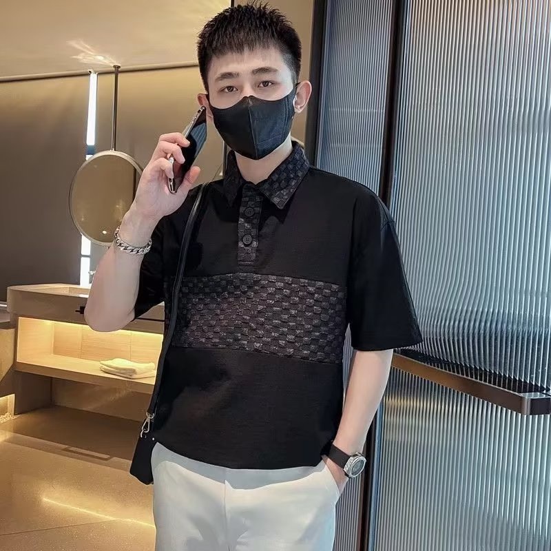 Áo Thun POLO Tay Ngắn Dáng Rộng Cài Nút Thoáng Khí Thoải Mái Phong Cách Hip Hop Đường Phố Hàn Quốc Cho Nam Cỡ M-3XL