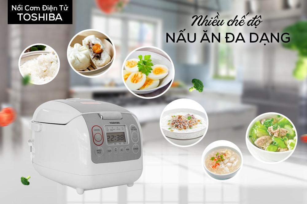 Nồi cơm điện tử Toshiba 1.8 lít RC-18NMFVN(WT) MỚI 100% -Sản Xuất Tại Thai lan, bảo hành 12 tháng chính hãng
