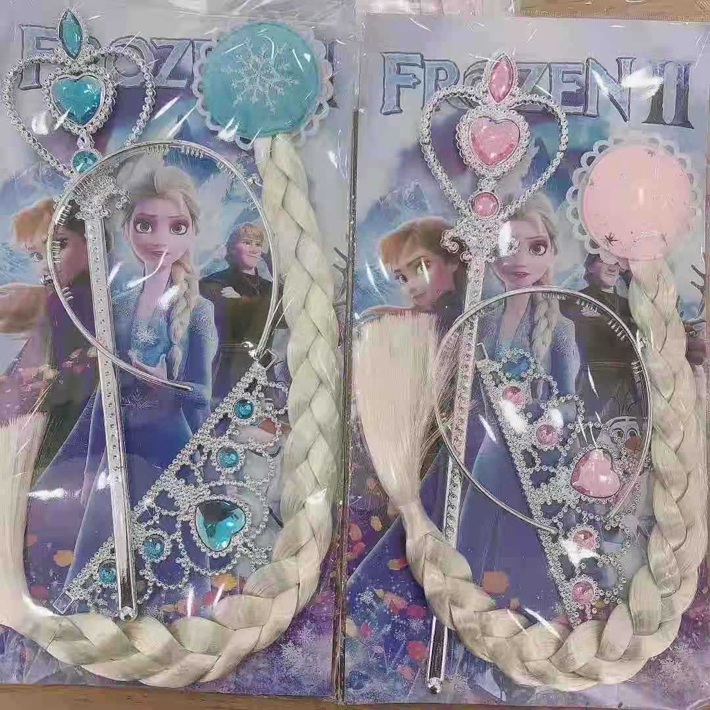 Bộ phụ kiện trang sức gồm vương miện + bông tai + vòng cổ + vòng tay + nhẫn + đũa thần cho bé gái hóa trang