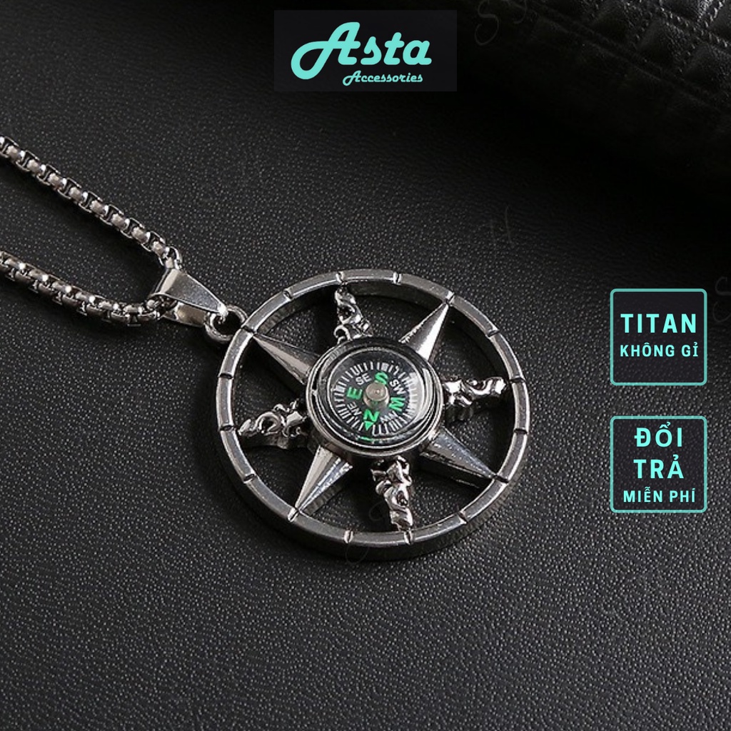 Vòng cổ nam nữ dây chuyền Titan Asta Accessories màu bạc unisex đẹp phụ kiện thời trang - Vòng cổ La Bàn
