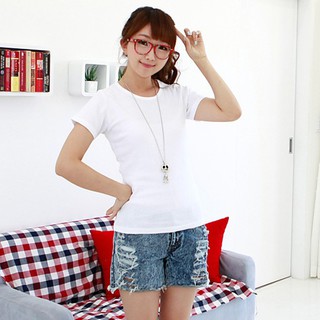 Áo Thun Nữ Trơn Màu Trắng Chất Cotton 35% Tay Ngắn XMISS
