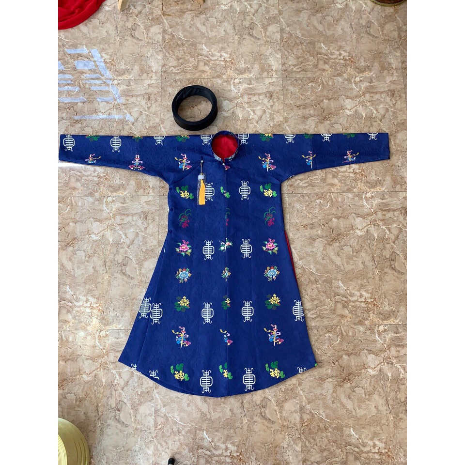 Áo Khoác Long Bào, Mãng Bào ,Áo Ngũ Thân Tay Chẽn gấm in vân chìm Cho Các Chàng Ngày Lễ,Cưới,Hỏi Dịp Dạ hôi