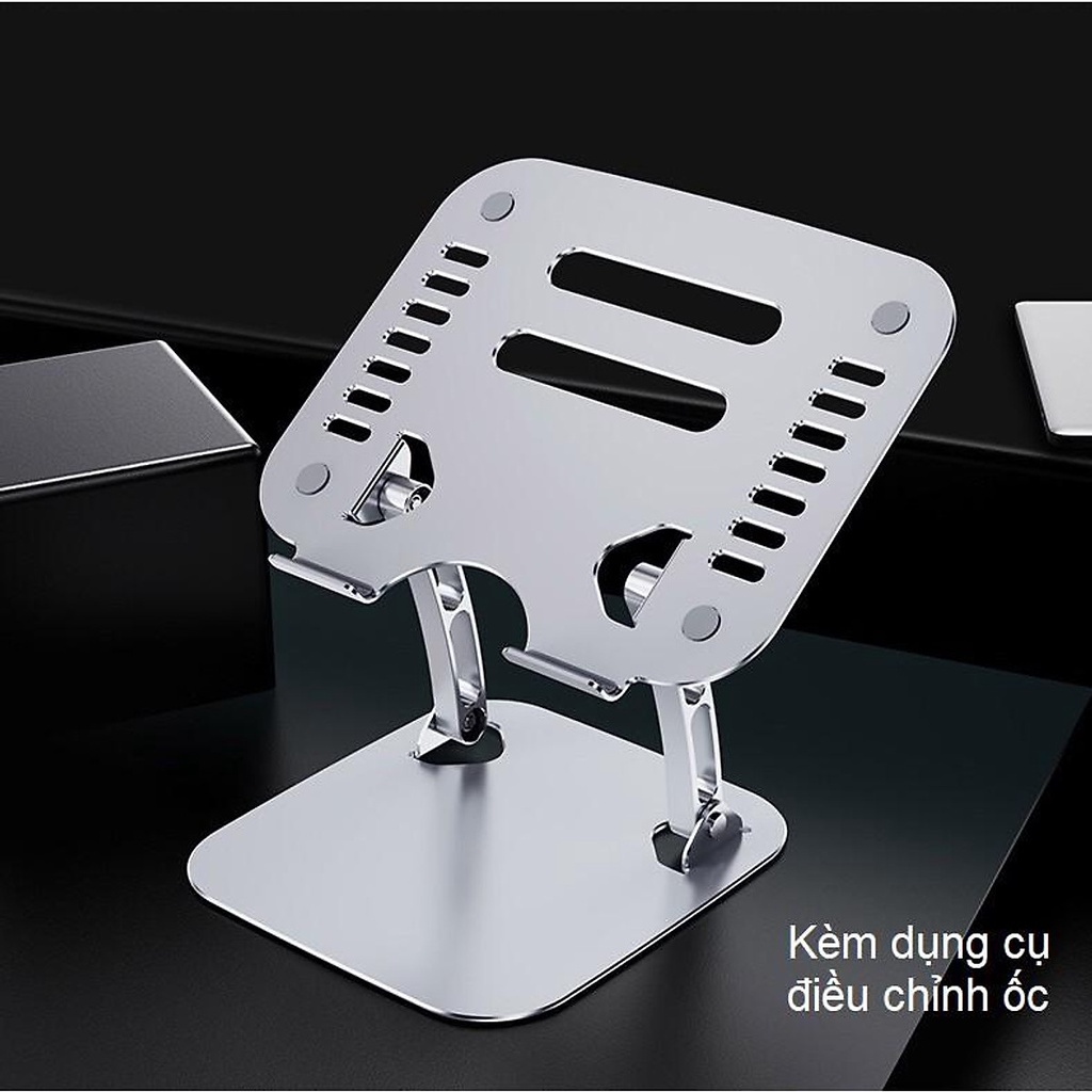 Giá đỡ nâng laptop stand nhôm T602 một chân, chỉnh góc nghiêng và hỗ trợ tản nhiệt máy tính xách tay.