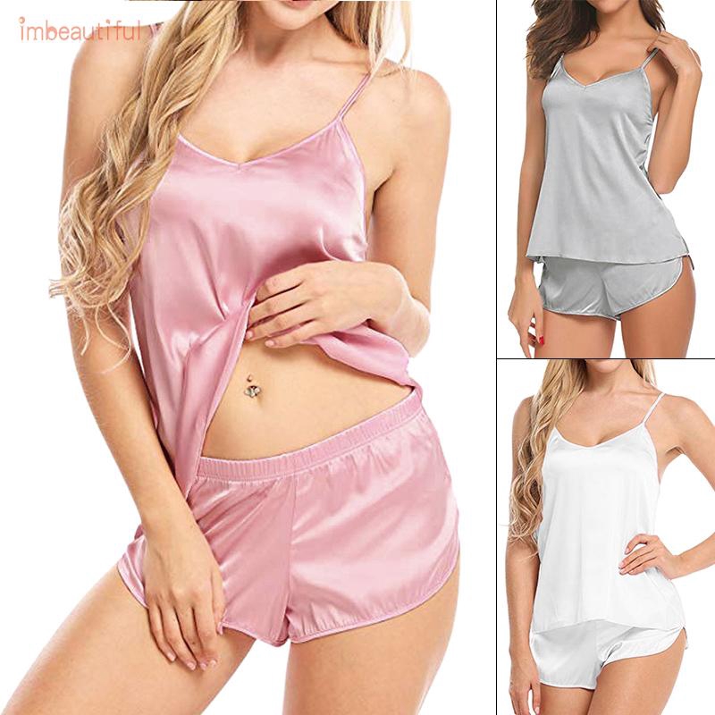 Ladies Women Tops+Shorts Shirts Loungewear Pajamas Trousers Sleepwear 2pcs/set Sleeveless Women Ladies Fashion