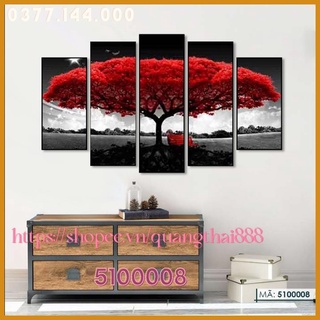 Bộ 5 Tấm Tranh Phong Thủy Cây Lá Đỏ treo tường trang trí phòng khách ngủ bếp ăn nhà cửa hiện đại 5100008