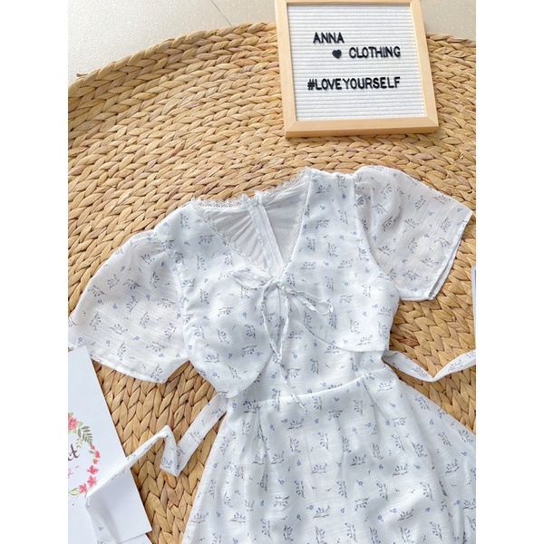 Đầm hoa voan tơ nơ ngực