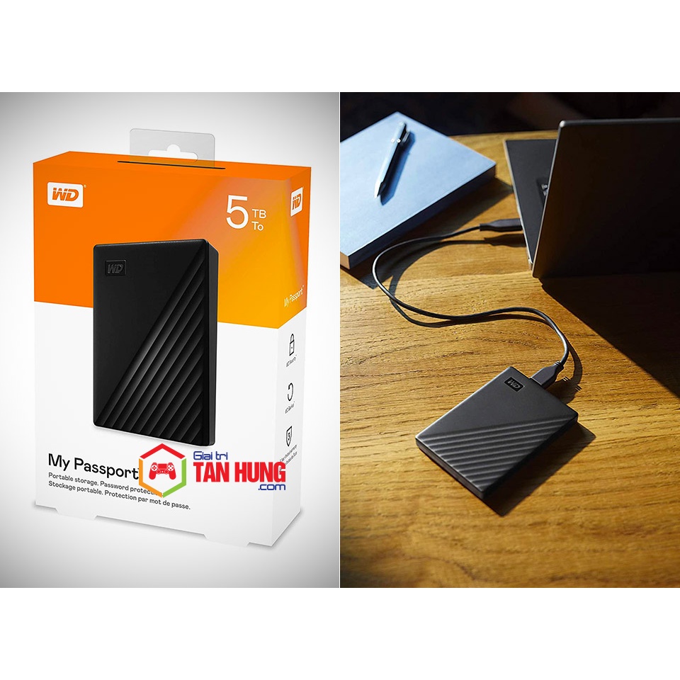 Ổ Cứng Di Động WD My Passport 4TB 5TB 2.5 inch USB 3.2 Màu Đen