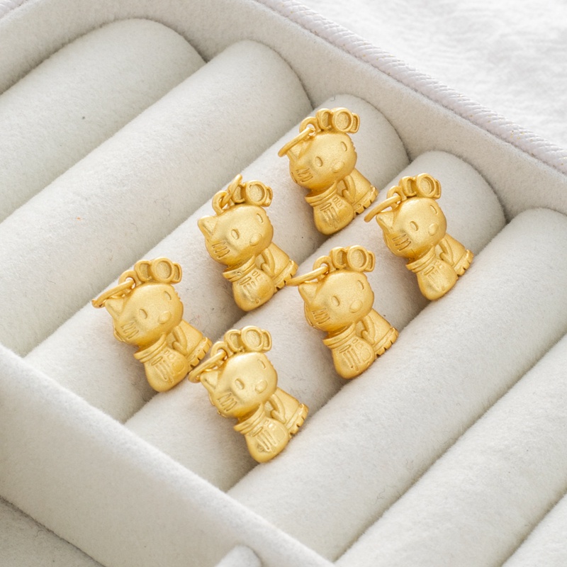 Mặt Dây Chuyền Hình Mèo Hoạt Hình Mạ Vàng 18k 10 * 13mm