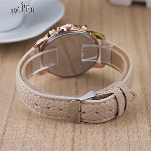 GAO_Lady's Fashion Geneva Roman Numerals Faux Leather Band Quartz Wrist Watch