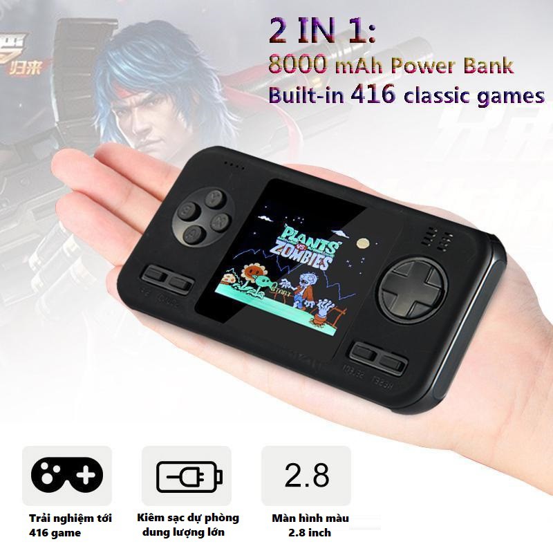 Máy Chơi Game  Kiêm Sạc Dự Phòng 416 Trò Chơi 2 Trong 1 Pin 8000mAh