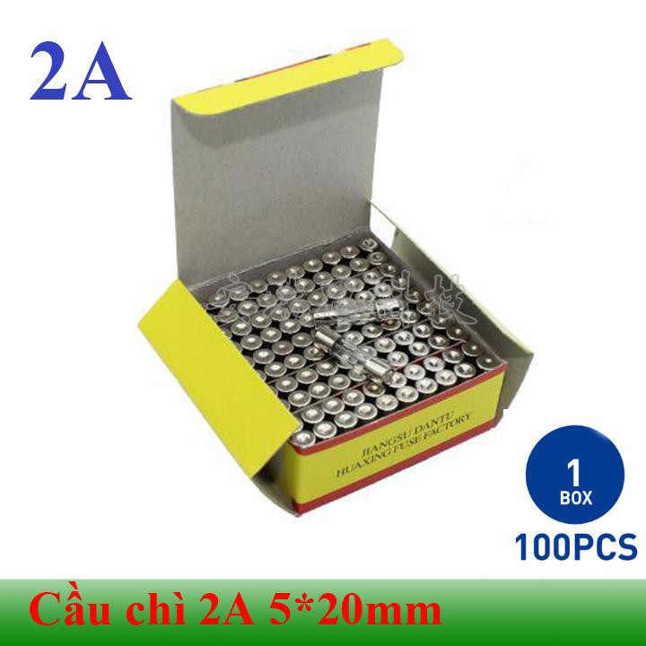 [Hộp 100 chiếc] Cầu chì ống thủy tinh 2A cỡ 5*20mm