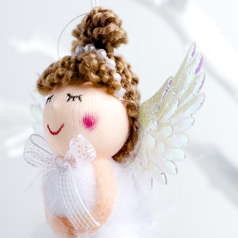 Búp bê vải thiết kế hình thiên thần mặc váy tua rua dùng treo trang trí giáng sinh dễ thương