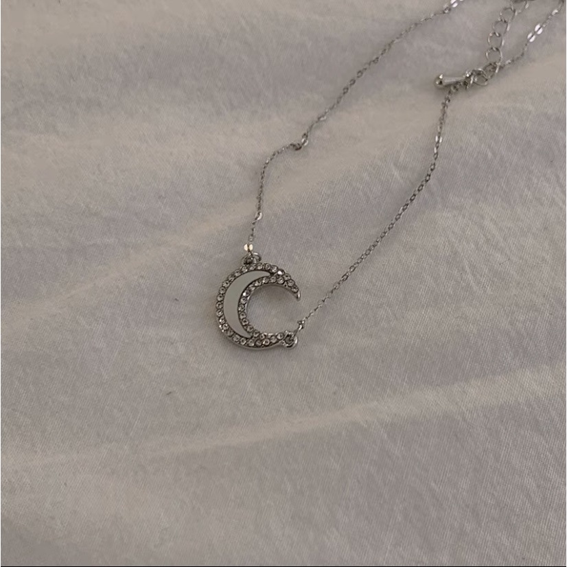 (MớI) Vòng cổ HợP Kim HìNh MặT Trăng ĐíNh NgọC Trai Giả