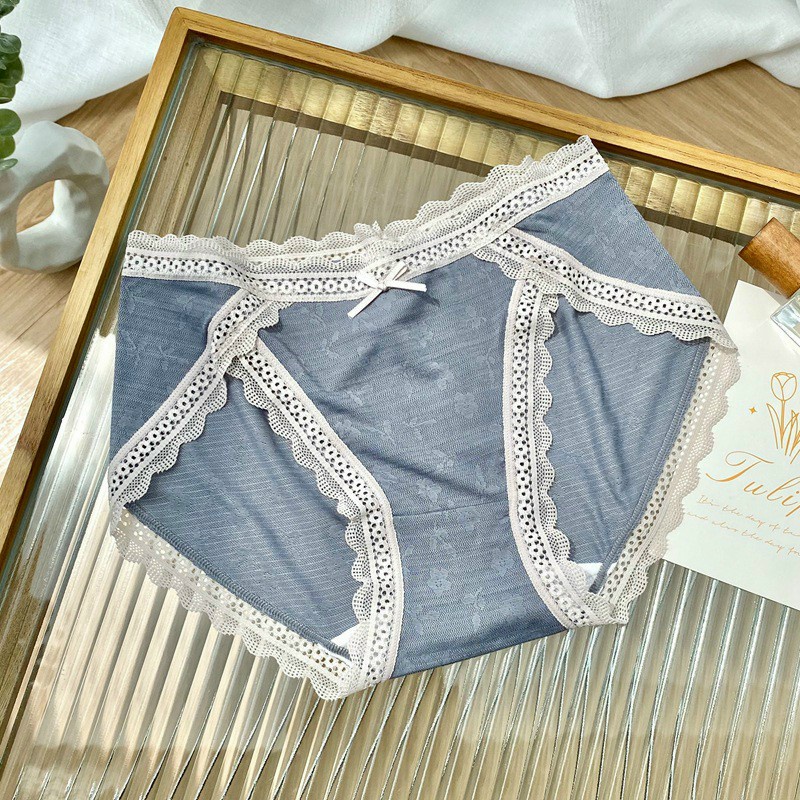 Quần Lót Cotton Viền Ren In Hoa Siêu Mềm 5552