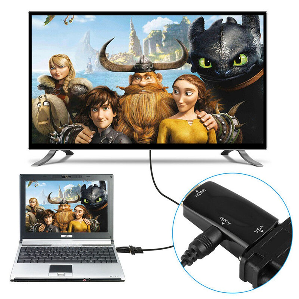 Đầu Chuyển Đổi Hdmi Sang Vga 3.5mm FHD Độ Phân Giải 1080p Cho Pc Laptop Tv Box