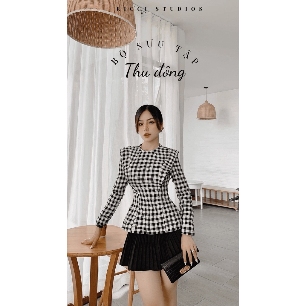  Áo Cecil Tweed Ricci thiết kế chất liệu Tweed caro cao cấp mềm | RICCI OFFICIAL | BigBuy360 - bigbuy360.vn