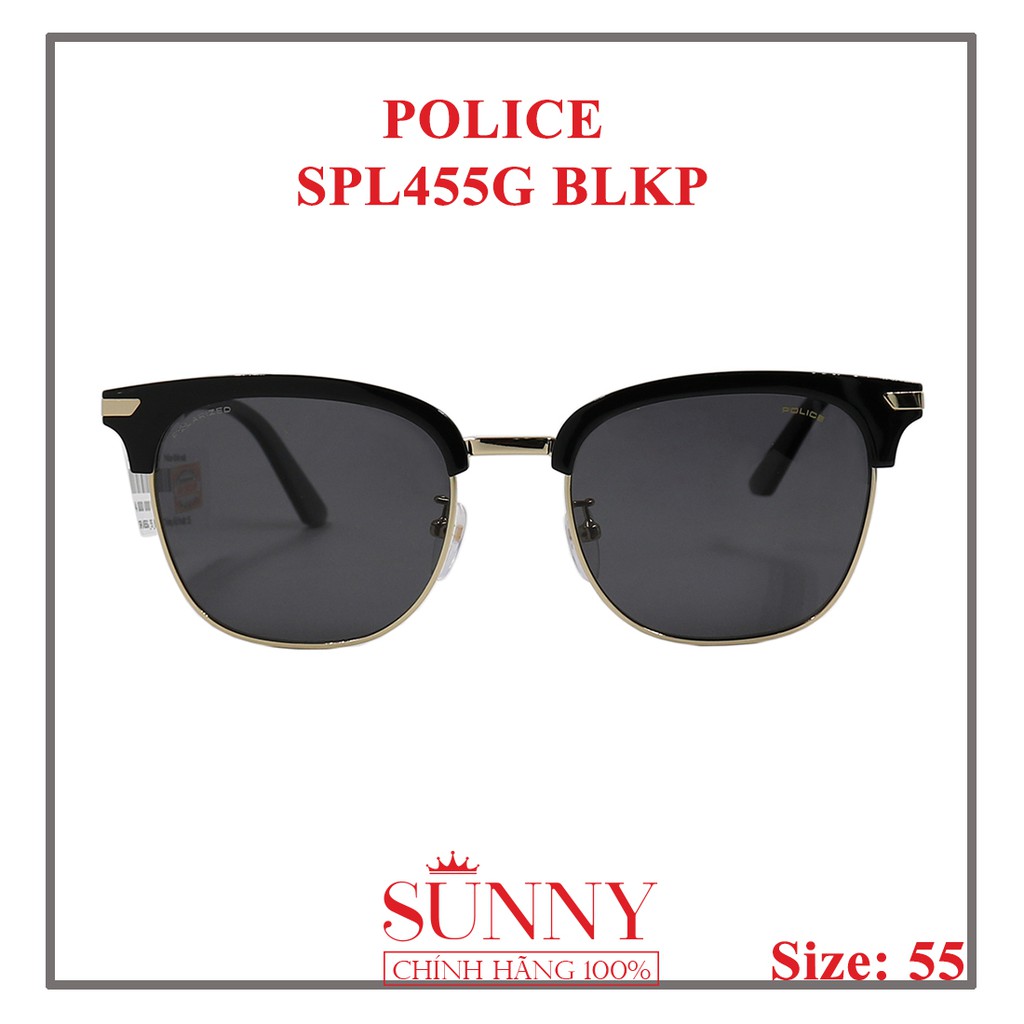 Kính mát Police chính hãng SPL455G 55 BLKP màu sắc thời trang, thiết kế dễ đeo bảo vệ mắt