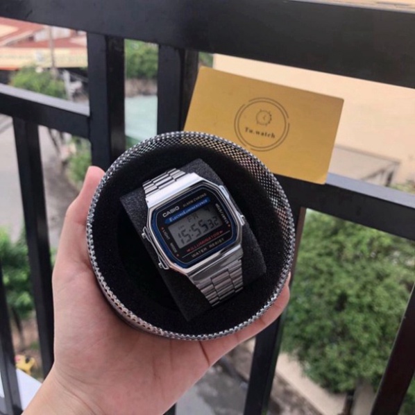 Đồng hồ nam Casio A168 Full Box cổ điển, chống nước, dây thép không gỉ, lịch sự, thời trang – haizz.shop
