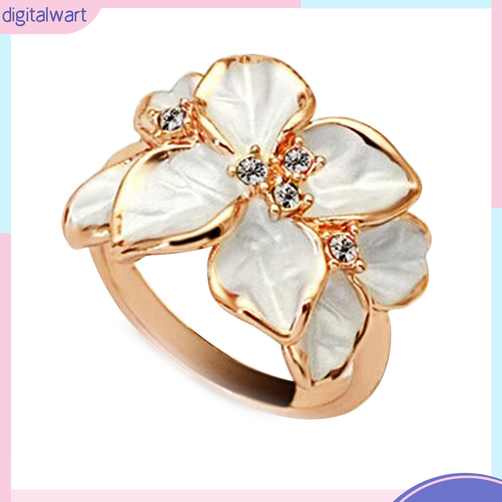 Nhẫn hợp kim hình hoa đính đá xinh xắn