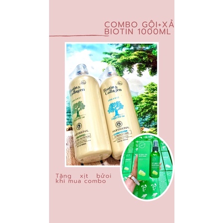 Combo CẶP dầu gội+xả dưỡng chất Biotin & Collagen Protein trắng 100