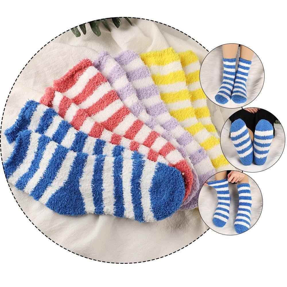 Set 5 Đôi Vớ Nhung San Hô Dày Mềm Mại Giữ Ấm Mùa Đông