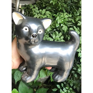 Gốm sứ trang trí hình con chó mực