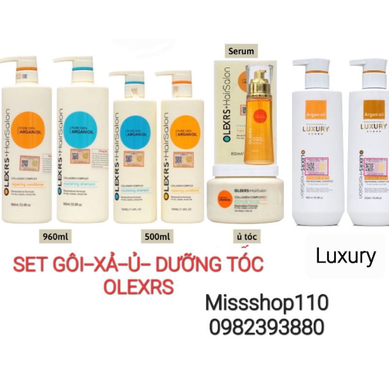 [OLEXRS]Dầu Gội- Xả Olexrs Argan Oil Collagen Hair Salon 960ml 500ML chính hãng