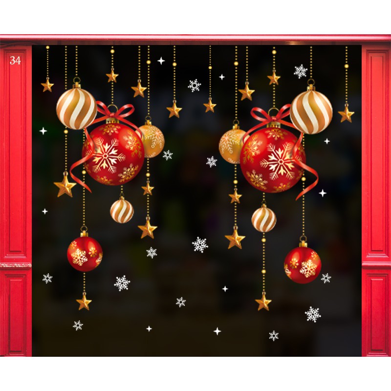 Decal dán tường decor  dây chuông đỏ size to QR212005AB trang trí giáng sinh tết noel năm mới