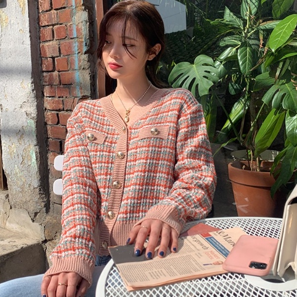 Áo sweater SUXI dệt kim cổ V kiểu Hàn Quốc thời trang mùa thu dành cho nữ