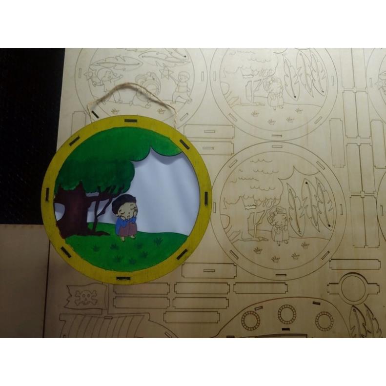 Đèn trung thu gỗ ❤Quà tặng cho bé❤ Tặng kèm 8 màu vẽ 💁‍♀️Bé thỏa sức tô vẽ sáng tạo rước đèn đêm rằm