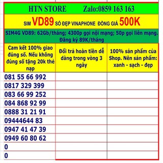 Sim 4g vinaphone VD149 số đẹp giá rẻ đồng giá 500k tặng 120GB data, miễn phí gọi nội mạng, 200p ngoại mạng