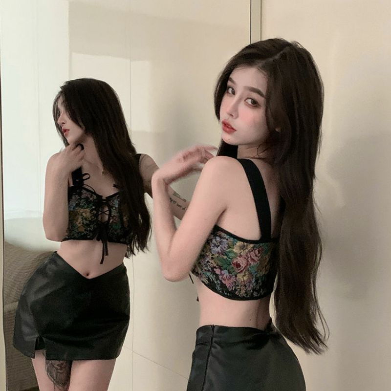Áo Hai Dây To Bản Họa Tiết Hoa Phong Cách Retro, Corset Vintage Mặc Ngoài Váy  ❤️